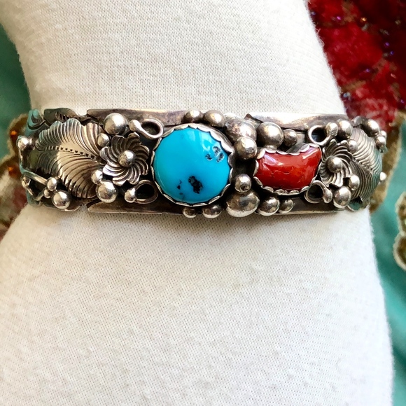 Vintage Jewelry Navajo Rose Castillo Sterling Turquoise Bracelet